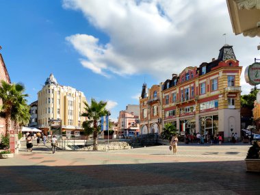 PLOVDIV, BULGARIA - 20 Temmuz 2020: Bulgaristan 'ın Plovdiv kentinin merkezinin şaşırtıcı panoramik manzarası