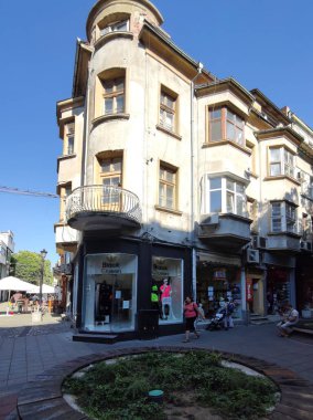 PLOVDIV, BULGARIA - 20 Temmuz 2020: Bulgaristan 'ın Plovdiv kentinin merkezinin şaşırtıcı panoramik manzarası