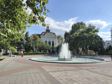 PLOVDIV, BULGARIA - 20 Temmuz 2020: Bulgaristan 'ın Plovdiv kentinin merkezinin şaşırtıcı panoramik manzarası