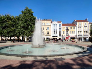 PLOVDIV, BULGARIA - 20 Temmuz 2020: Bulgaristan 'ın Plovdiv kentinin merkezinin şaşırtıcı panoramik manzarası