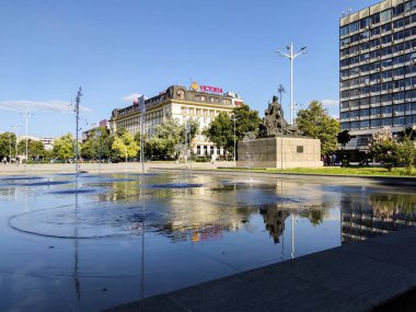 PLOVDIV, BULGARIA - 20 Temmuz 2020: Bulgaristan 'ın Plovdiv kentinin merkezinin şaşırtıcı panoramik manzarası