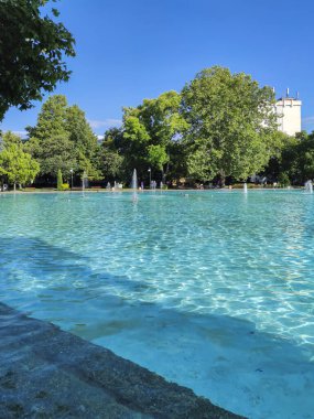 PLOVDIV, BULGARIA - 20 Temmuz 2020: Bulgaristan 'ın Plovdiv kentinin merkezinin şaşırtıcı panoramik manzarası
