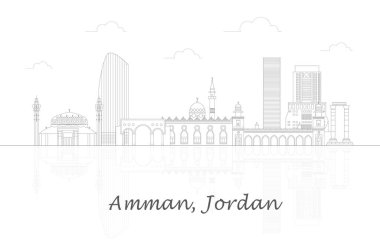 Outline Skyline panorama of city of Amman, Jordan - vector illustration