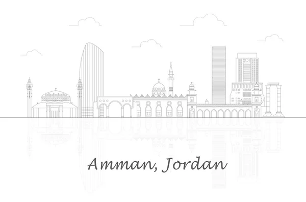 Outline Skyline Panorama City Amman Jordan Vector Illustration — Stockový vektor