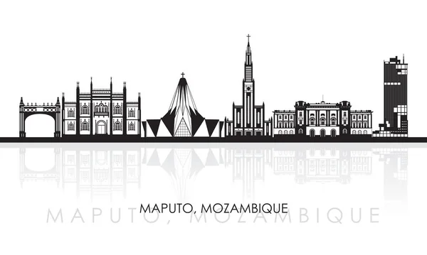 Panorama Silhouette Skyline Ville Maputo Mozambique Illustration Vectorielle — Image vectorielle