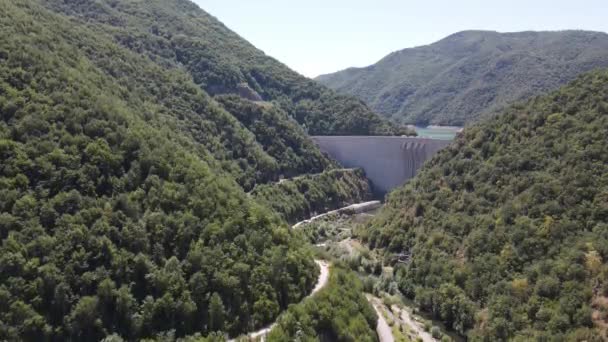 Bulgaristan Smolyan Bölgesi Tsankov Kamak Barajı Nın Hava Manzarası — Stok video