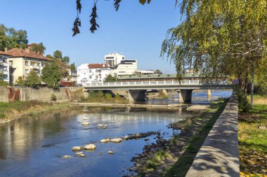 LOVECH, BULGARIA - NOVEMBER 8, 2020: Amazing autumn view of center of town of Lovech, Bulgaria