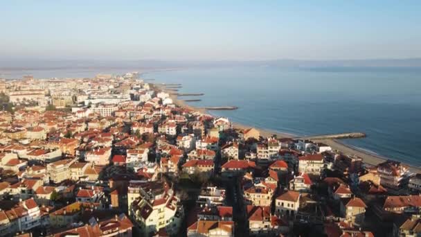 Дивовижний Повітряний Схід Вид Міста Поморі Бургаська Область Болгарія — стокове відео