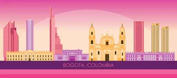 Coucher Soleil Skyline Panorama Ville Bogota Colombie Illustration Vectorielle — Image vectorielle