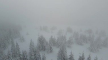 Amazing Aerial winter view of Rila mountain near Belmeken Dam, Bulgaria