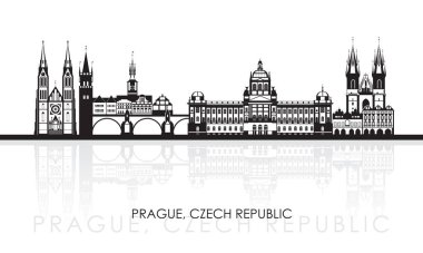 Çek Cumhuriyeti Prag kentinin siluet Skyline panoraması - vektör illüstrasyon