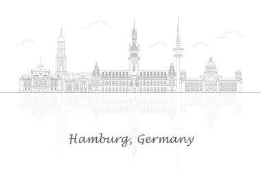 Outline Skyline panorama of city of Hamburg, Germany  - vector illustration