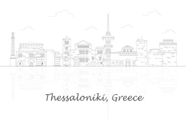 Outline Skyline panorama of city of Thessaloniki, Greece - vector illustration