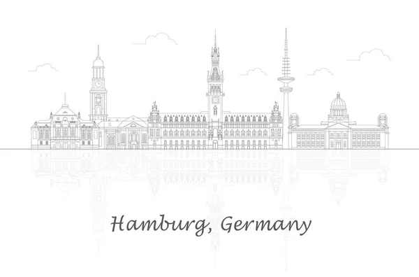 Outline Skyline Panorama City Hamburg Germany Vector Illustration — Vector de stock