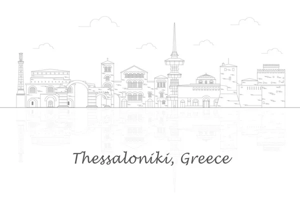 stock vector Outline Skyline panorama of city of Thessaloniki, Greece - vector illustration