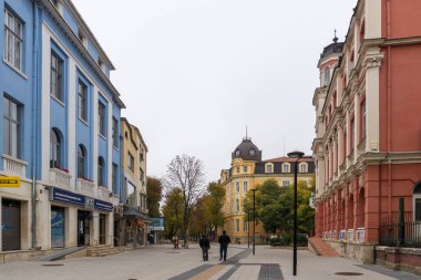PLEVEN, BULGARIA - 8 Kasım 2020: Bulgaristan 'ın Plevne kentinin panoramik manzarası