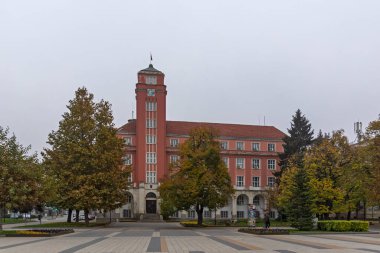 PLEVEN, BULGARIA - 8 Kasım 2020: Bulgaristan 'ın Plevne kentinin panoramik manzarası