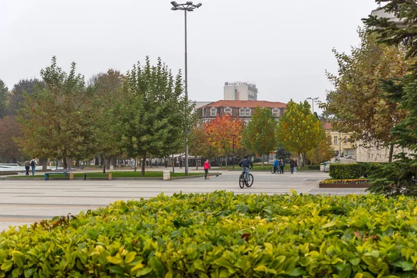 PLEVEN, BULGARIA - 8 Kasım 2020: Bulgaristan 'ın Plevne kentinin panoramik manzarası