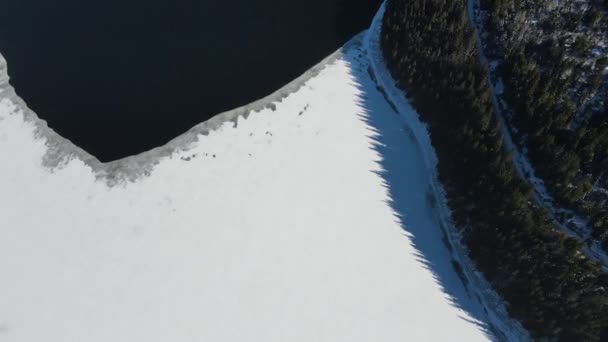 Vista Aérea Invierno Del Embalse Golyam Beglik Cubierto Hielo Región — Vídeos de Stock