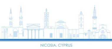 Kıbrıs 'ın Lefkoşe kentinin Skyline görünümü - vektör illüstrasyonu