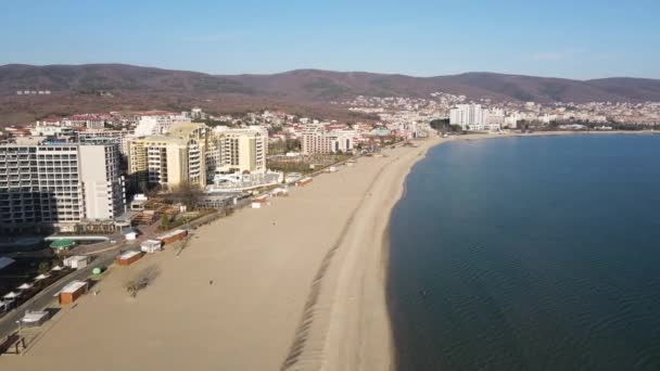 Úžasný Letecký Pohled Letovisko Sunny Beach Burgas Region Bulharsko — Stock video