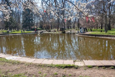 SOFYA, BULGARIA - 19 Mart 2023: Bulgaristan 'ın Sofya kentinde Borisova gradina' nın (Boris Garden) şaşırtıcı bahar manzarası