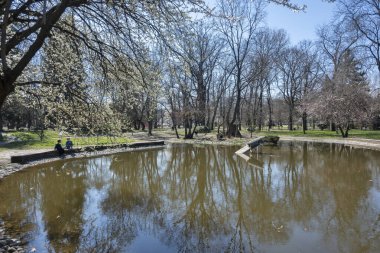 SOFYA, BULGARIA - 19 Mart 2023: Bulgaristan 'ın Sofya kentinde Borisova gradina' nın (Boris Garden) şaşırtıcı bahar manzarası