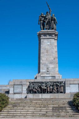 SOFYA, BULGARIA - 19 Mart 2023: Bulgaristan 'ın Sofya kentindeki Sovyet Ordusu Anıtı