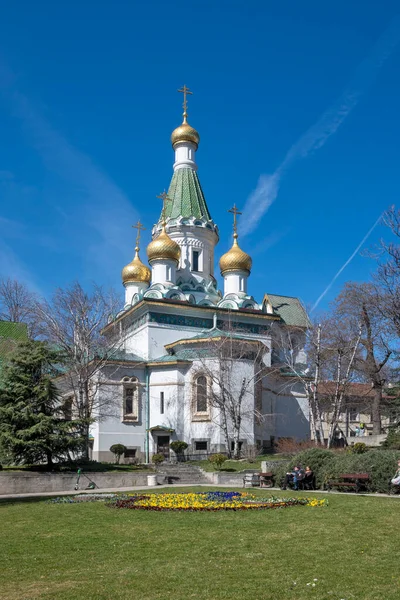 Sofia Bulgaria Marzo 2023 Construcción Cúpulas Oro Iglesia Rusa Sofía —  Fotos de Stock