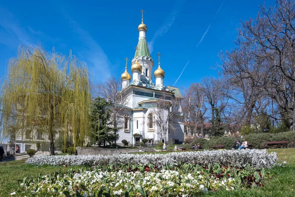 Sofia Bulgaria March 2023 Будівництво Золоті Куполи Російської Церкви Софії — стокове фото