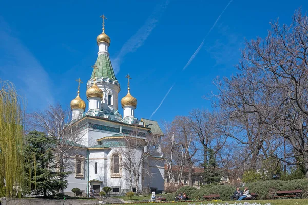 Sofia Bulgária Março 2023 Edifício Cúpulas Douradas Igreja Russa Sófia — Fotografia de Stock