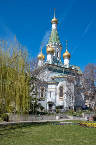Sofia Bulgaria 2023年3月19日 保加利亚索菲亚俄罗斯教堂的建筑和金屋 — 图库照片