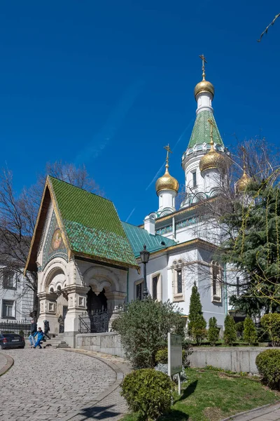 Sofia Bulharsko Března 2023 Stavba Zlaté Dómy Ruského Kostela Sofii — Stock fotografie