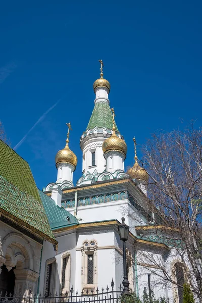 Sofia Bulgaria Marzo 2023 Construcción Cúpulas Oro Iglesia Rusa Sofía —  Fotos de Stock