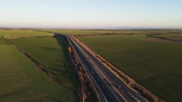 Aerial Sunset View Rural Land Trakia Motorway Burgas Region Bulgaria — Video