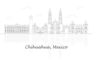 Outline Skyline panorama of city of Chihuahua, Mexico - vector illustration