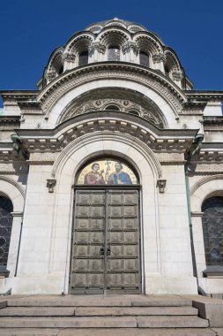 SOFYA, BULGARIA - 19 Mart 2023: Bulgaristan 'ın Sofya kentindeki Katedral Aziz Alexander Nevski' nin muhteşem manzarası