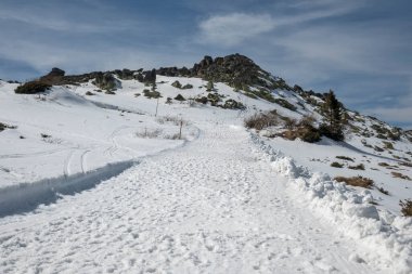 Vitosha Dağı 'nın kış manzarası, Sofya Şehir Bölgesi, Bulgaristan