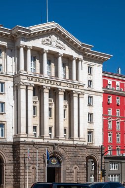 SOFYA, BULGARIA - 19 Mart 2023: Bulgaristan 'ın Sofya kentindeki Nezavisiest (Bağımsızlık) Meydanı Panoraması