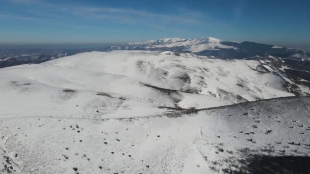 Amazing Aerial Winter View Balkan Mountains Beklemeto Pass Bulgaria — 图库视频影像
