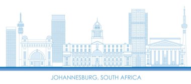 Güney Afrika, Johannesburg şehrinin Skyline ana hatları - vektör illüstrasyonu