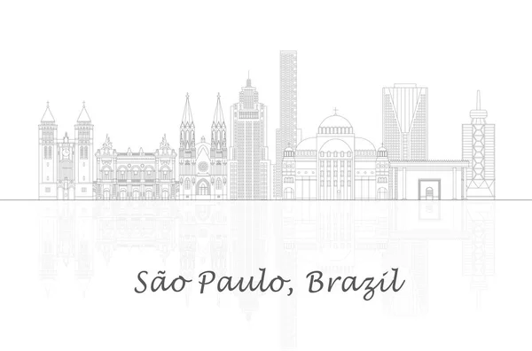 Outline Skyline Panorama City Sao Paulo Brazil Vector Illustration — Stok Vektör