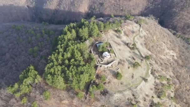 Aerial View Ruins Ancient Tsepina Fortress Village Dorkovo Pazardzhik Region — Stock Video