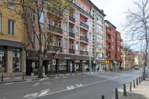 Stock image SOFIA, BULGARIA - MARCH 31, 2023: Panoramic view of Rakovski street in city of Sofia, Bulgaria