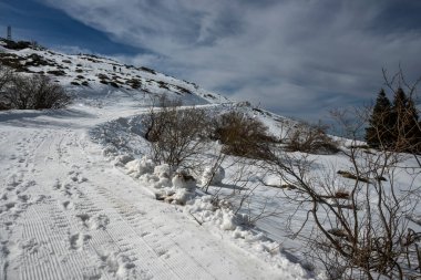 Vitosha Dağı 'nın kış manzarası, Sofya Şehir Bölgesi, Bulgaristan