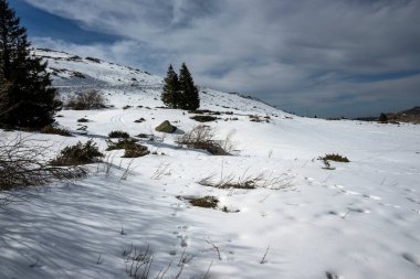Vitosha Dağı 'nın kış manzarası, Sofya Şehir Bölgesi, Bulgaristan