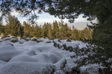 Vitosha Dağı 'nın kış manzarası, Sofya Şehir Bölgesi, Bulgaristan