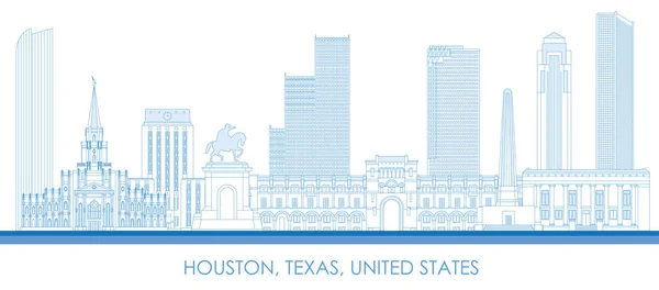 Esquema Skyline Panorama Ciudad Houston Texas Estados Unidos Ilustración Vectorial — Archivo Imágenes Vectoriales