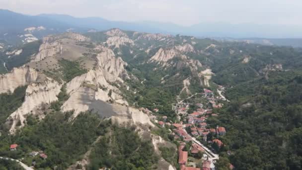 Flygfoto Över Melnik Sand Pyramider Blagoevgrad Region Bulgarien — Stockvideo