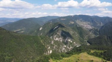 Aerial summer view of Rhodope Mountains near Borino, Smolyan Region, Bulgaria